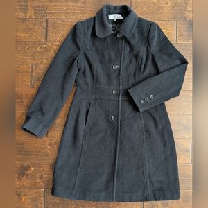 Anne Klein Black 4 Button Collared Coat Size 10
